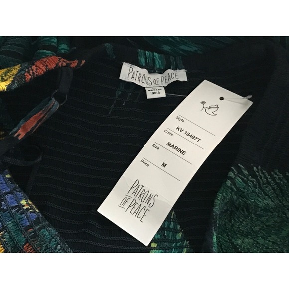 NWT Patrons of Peace Tank Top size M Smocked Crinkle Tropical Marine - Picture 7 of 10